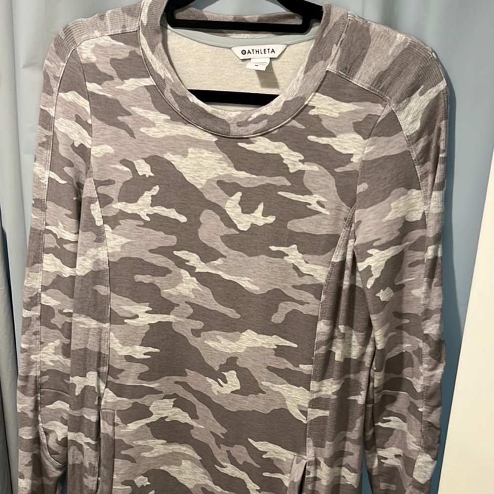 Athleta Gray and Cream Camo sweatshirt dress